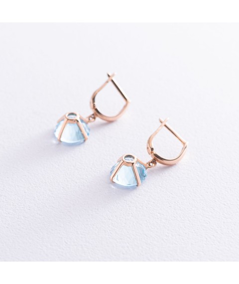 Gold earrings "Attraction" with blue topaz s05295 Onyx