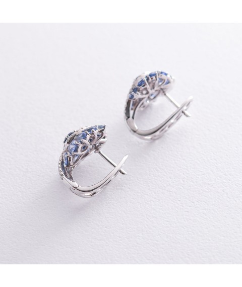 Gold earrings (diamonds, sapphires) MR15463Egm Onyx