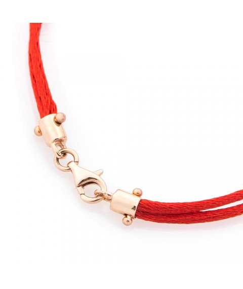 Bracelet with red thread and gold insert "Cross" (fianit) b03481 Onix 19