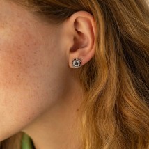 Earrings - studs with diamonds (white gold) 322231121 Onyx