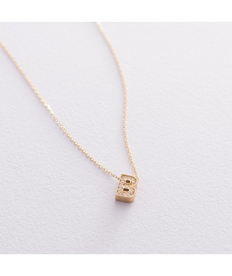 Gold necklace letter "B" coll01165v Onyx 44