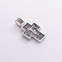 Серебряный православный крест "Распятие. Св. Николай Чудотворец" 132853 Онікс
