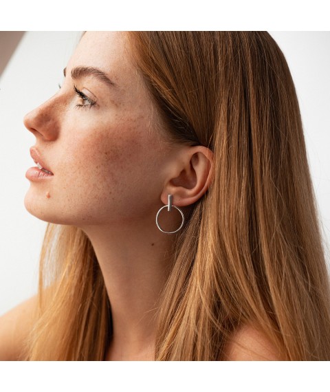Gold earrings - studs "Confidence" s07275 Onix