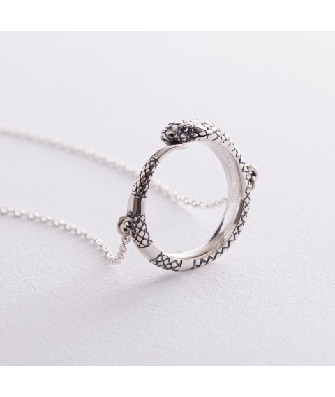 Silver necklace "Snake Ouroboros" 181256 Onyx 48
