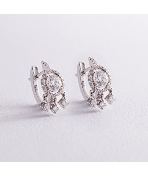 Earrings in white gold with diamonds s338 Onyx