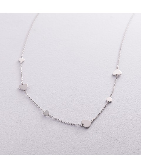 Necklace "Hearts" in white gold count02232 Onix 45