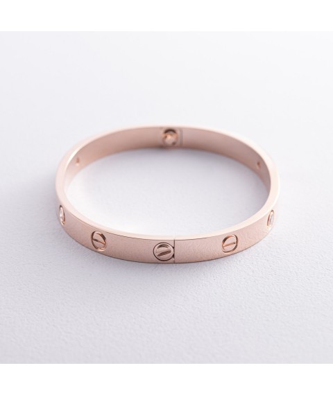 Hard bracelet "Love" with diamonds (red gold) 531772421 Onyx 20