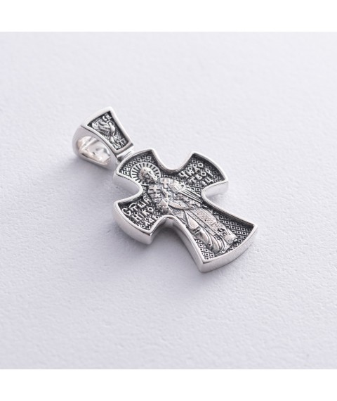 Silver cross (blackening) "Crucifixion. Nicholas the Wonderworker" 132555 Onyx