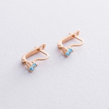 Children's gold earrings with cubic zirconia s06091 Onyx