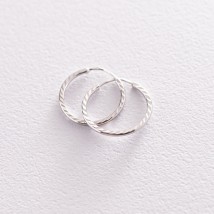 Серьги - кольца в белом золоте (1.5 см) с07152 Онікс