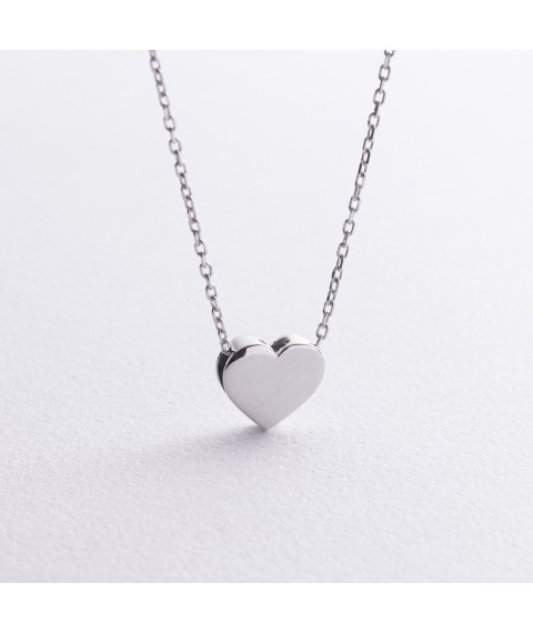 Necklace "Heart" in white gold kol02532 Onix 45