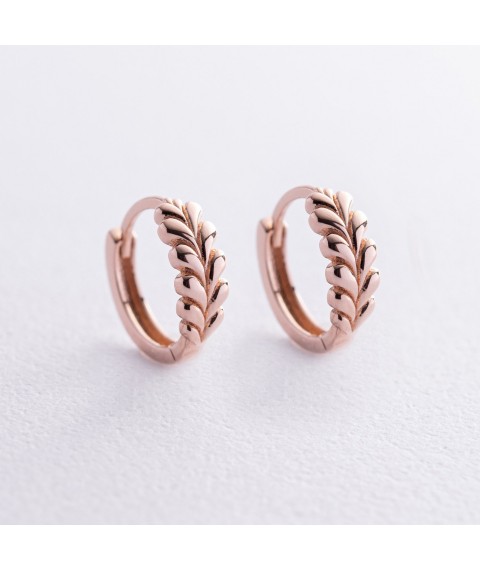 Earrings - rings "Spikelets" in red gold s08246 Onyx