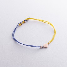 Bracelet "Ukrainian heart" in red gold (blue and yellow thread) b05274 Onix