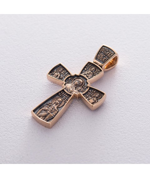Golden Orthodox cross (blackening) "The Savior Not Made by Hands with Those Coming" p02892 Onyx