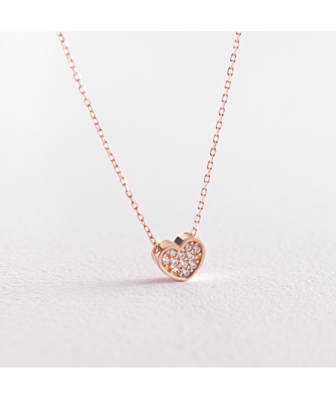 Necklace "Heart" with cubic zirconia (red gold) count02295 Onix 45