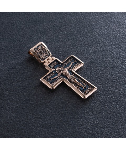 Православный крест "Распятие" (чернение) п01877 Онікс