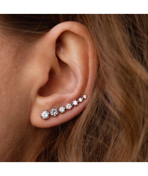 Silver single earring with cubic zirconia (on the right ear) 4904p Onyx
