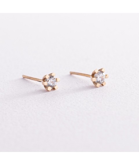 Gold earrings - studs (cubic zirconia) s05843 Onyx