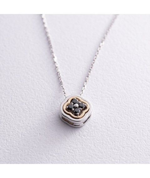 Gold necklace "Clover" with diamonds 734341122 Onyx 45