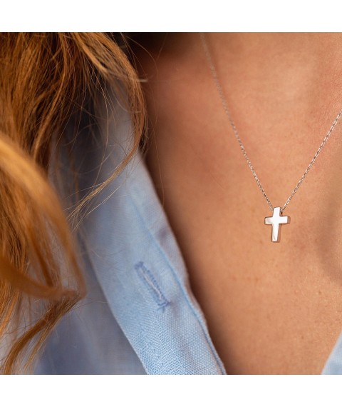 Necklace "Cross" in white gold kol02269 Onix 45