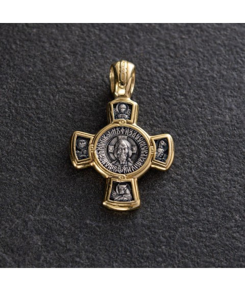 Срібний хрест з позолотою. '' Спас. Касперовська ікона Божої Матері '' 132444 Онікс