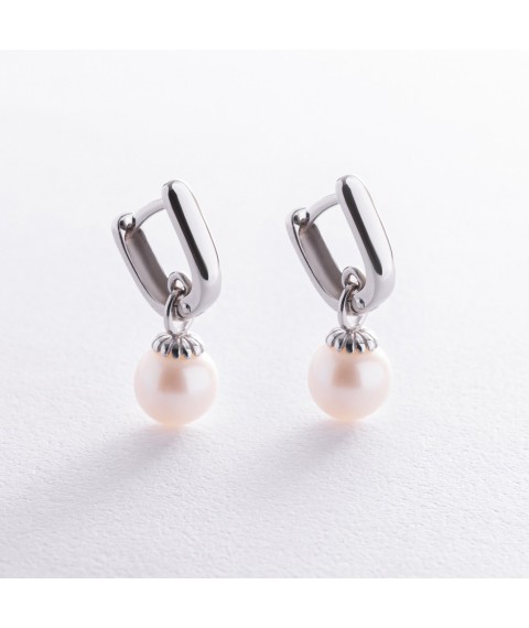 Gold earrings with pearls s05836 Onyx