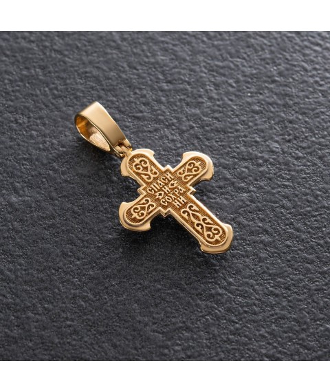 Серебряный крест "Распятие. Спаси и сохрани" с позолотой 133073 Онікс