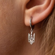 Silver earrings "Coat of arms of Ukraine - Trident" 863 Onyx