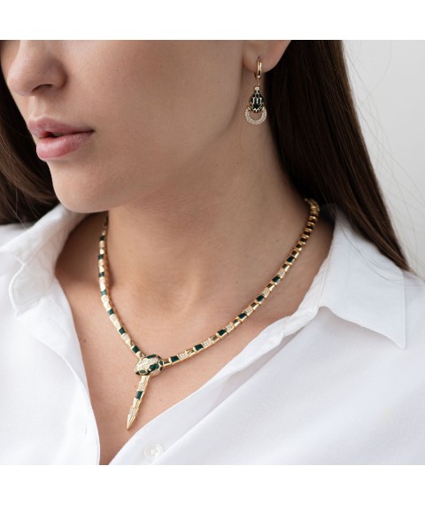 Gold necklace "Snake" (enamel, cubic zirconia) count01706 Onix 45