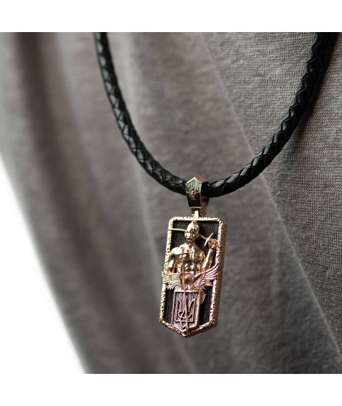 Gold pendant "Ukrainian Cossack. Our Father" (ebony) 1178k Onyx