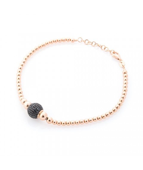 Gold bracelet "Balls" (black cubic zirconia) b03590 Onix 16