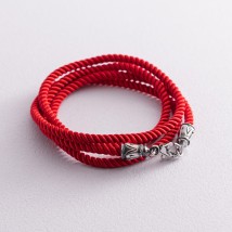 Шелковый красный шнурок с серебряной застежкой (3мм) 18478 Онікс  50