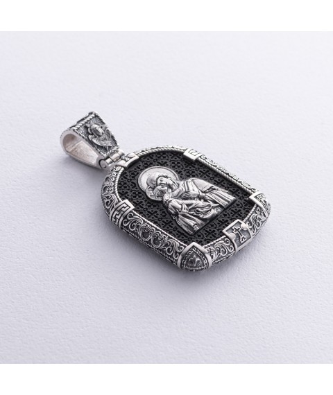 Срібний кулон "Богородице Діво - Молитва" (ебенове дерево) 1230 Онікс