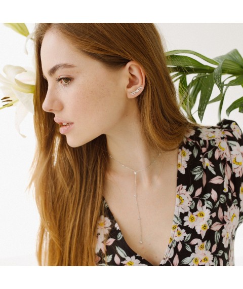 Gold earrings - climbers with leaves s06267 Onyx
