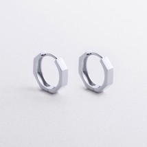 Серьги - кольца "Madison" в белом золоте с08462 Онікс