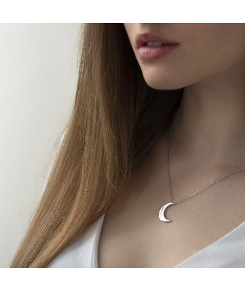 Necklace "Moon" in silver 181029 Onyx 42