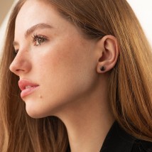 Silver earrings - studs (pyrope) 122178 Onyx