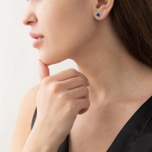 Silver stud earrings (synthetic sapphire) 122170 Onyx