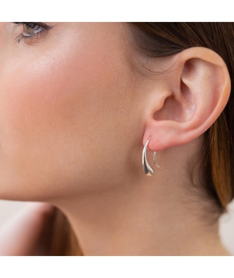 Silver earrings "Droplets" 122887 Onyx