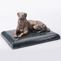 Бронзовая фигура ручной работы "Собака" на мраморной подставке сер00033 Онікс