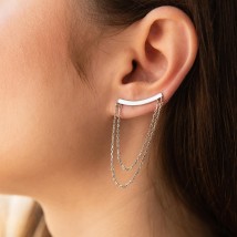Silver single earring - climber with chains (on the left ear) 7077L Onyx
