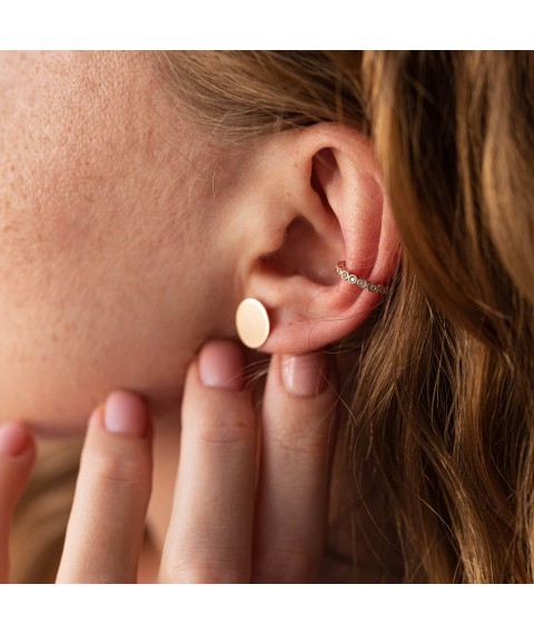Gold earrings - studs "Circles" s08037 Onyx