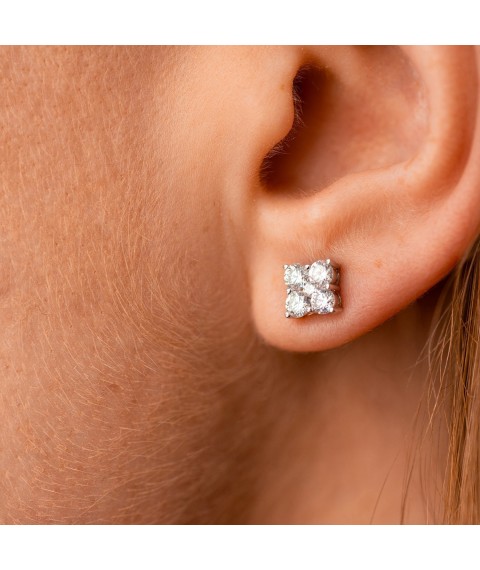 Gold earrings - studs with diamonds sb0552mi Onyx