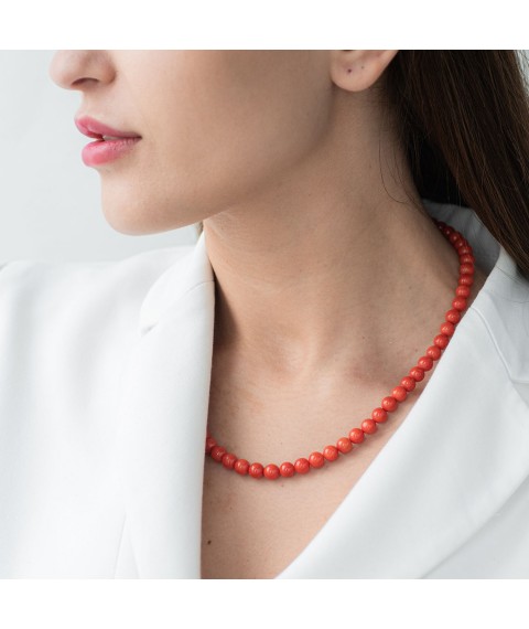 Gold necklace with coral beads3389 Onix 45