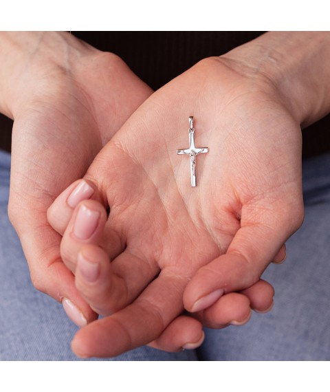 Gold cross with crucifix (rhodium) p01818 Onyx