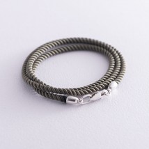 Шелковый шнурок цвета Хаки с гладкой серебряной застежкой (3мм) 18396 Онікс  50