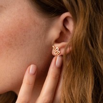 Earrings - studs "Snakes" in red gold s07925 Onyx