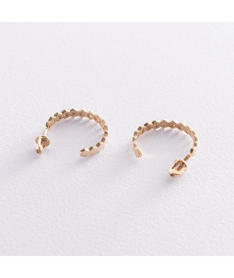 Earrings - studs "Grani" in yellow gold s07197 Onyx