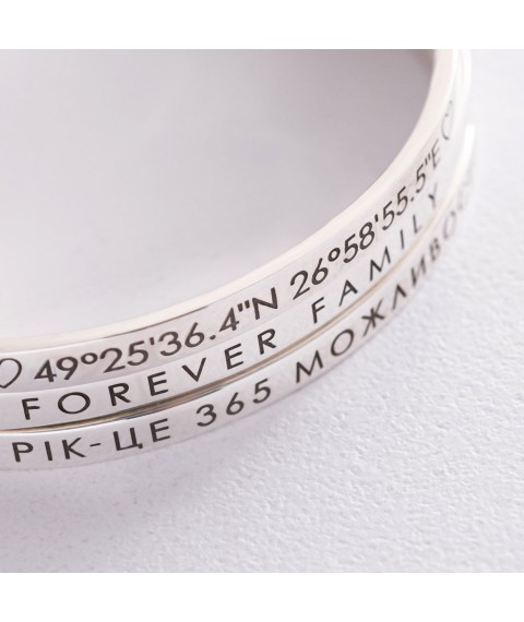 Rigid silver bracelet "Coordinates" 141479k Onix 16