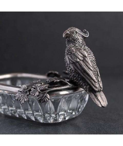 Серебряная фигура с попугаем ручной работы 23120 Онікс